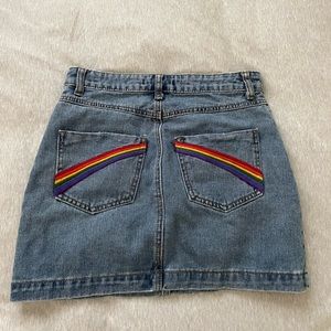 Rainbow jean skirt